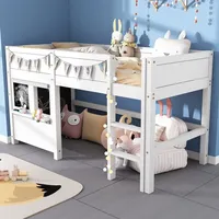 SOFTWEARY Hochbett 90 x 200 cm Kiefer massiv weiß