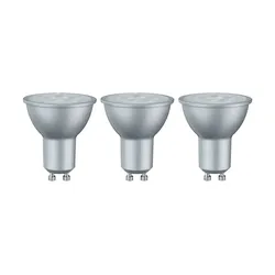 LED 3-er Pack GU10/ 6,5W, silber , silber , Maße (cm): H: 5,4  Ø: 5.1