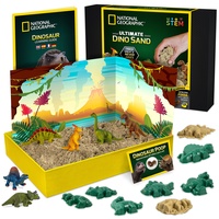 National Geographic Ultimativer Dino Kinetic Sand für Kinder – befriedigendes Kinder-Sandspielzeug mit 6 tollen Formen und Figuren | STEM Dinosaurier Sand für Kinder | kreatives Spielzeug für Mädchen