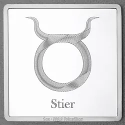 Silberbarren 1oz Sternzeichen Stier Gravurbarren quadratisch