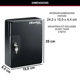 Master Lock Schlüsselkasten KB-25ML inkl. 25 Schlüsselanhänger Schwarz