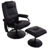 Homcom Massagesessel mit Hocker Kunstleder 84 x 95 x 77 cm Schwarz