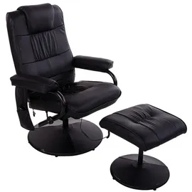 Homcom Massagesessel mit Hocker Kunstleder 84 x 95 x 77 cm Schwarz