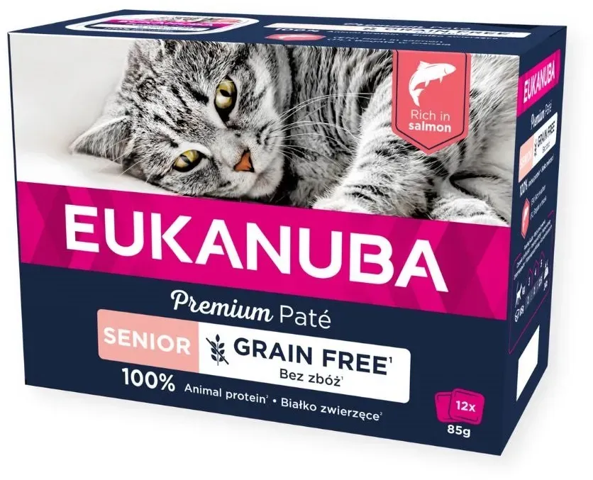 EUKANUBA Grain Free Senior Senior Katzenpastete Lachs 12 x 85 g