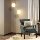 ZMH Stehlampe Wohnzimmer Modern Stehleuchte - Gold Design Standleuchte E27 Fassung Standlampe mit Fußschalter Bettlampe Glas-Lampenschirm Leselampe für Schlafzimmer-166cm(Leuchtmittel nicht inkl.)