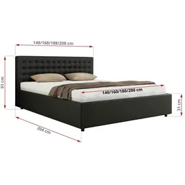 MKS Meble Pavo Classic 180 x 200 cm Schwarz