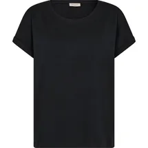 Freequent T-Shirt "FQJOKE", Damen, Gr. XXL, schwarz, Jersey, Obermaterial: 50% Modal, 45% Baumwolle, 5% Elasthan, unifarben, bequem hüftlang, Rundhals, Shirts T-Shirt, bequem geschnitten, mit Ärmelaufschlag