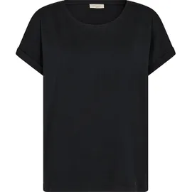 Freequent T-Shirt "FQJOKE", Damen, Gr. XXL, schwarz, Jersey, Obermaterial: 50% Modal, 45% Baumwolle, 5% Elasthan, unifarben, bequem hüftlang, Rundhals, Shirts T-Shirt, bequem geschnitten, mit Ärmelaufschlag