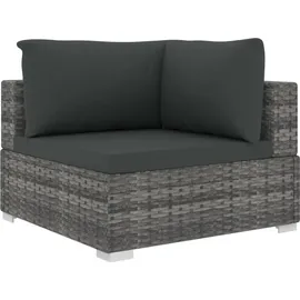 vidaXL Polyrattan Lounge-Set mit Auflagen grau