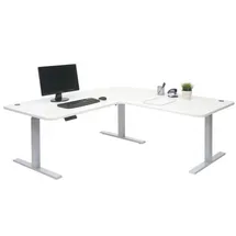 Mendler Eckschreibtisch HWC-D40 grau / Weiß