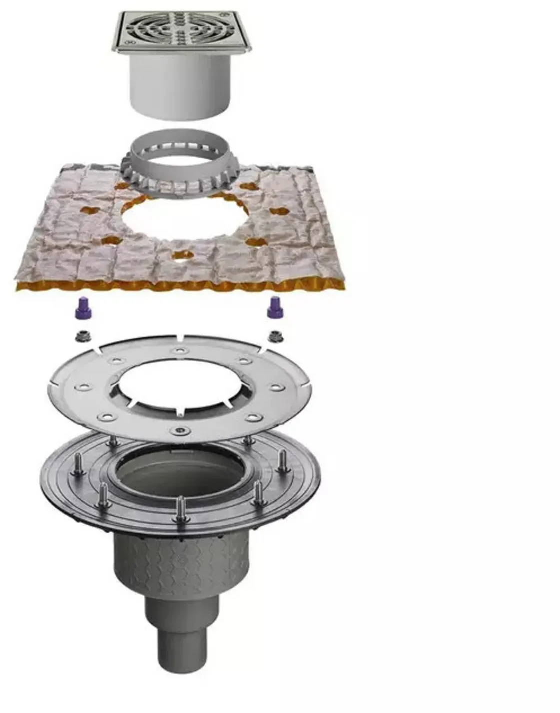 Schlüter Systems KERDI-DRAIN-SETS OUTDOOR Komplett-Sets für lose Verlegung im Außenbereich mit vertikalem Ablauf, DN 50