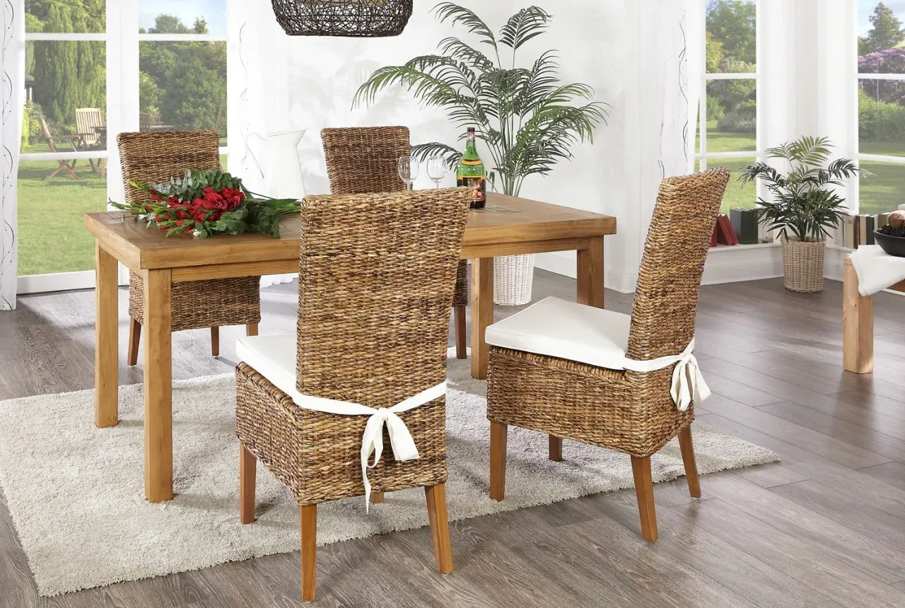 Mediterraner Geflechtstuhl - Esszimmerstühle - Rattanstühle - Bananenblatt