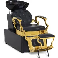 Friseurstuhl mit Waschbecken Retro 8653 (Gold-Schwarz/Kunstleder) - Barberpub