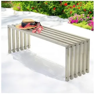 DanDiBo Gartenbank Wetterfest Metall Edelstahl Massiv 115 cm Sitzbank Outdoor Garten (96607), Parkbank Lamellenbank