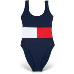 Tommy Hilfiger für Damen. UW0UW05853 Marinefarbener Badeanzug mit tiefem Rückenausschnitt (XL), Strandbekleidung, Nylon