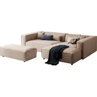 LeGer Home by Lena Gercke Polsterecke PIARA XXL, L-Form mit Schlaffunktion, Big-Sofa in Cord o. Leinenoptik, Hocker stellbar zum Schlafsofa (Krokodilverbinder), tiefe Sitzfläche beige|braun