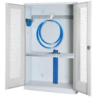 C+P Modul-Sportgeräteschrank ""Grundausstattung"" mit Lochblech-Flügeltüren, HxBxT 195x120x50 cm, Lichtgrau