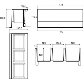 ninka sideBox für Tandembox Höhe D 190,7 x 190,9 x 473 mm