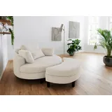Atlantic Home Collection Loveseat »Ravi«, XXL- Sessel, inklusive Stauraumhocker, Rückenkissen & drei Zierkissen, beige