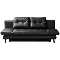 Novel Schlafsofa Liane, Schwarz, Leder, Echtleder, Rindleder, 2-Sitzer, 209x94x94 cm, Lederauswahl, Wohnzimmer, Sofas & Couches, Sofas, Ledersofas