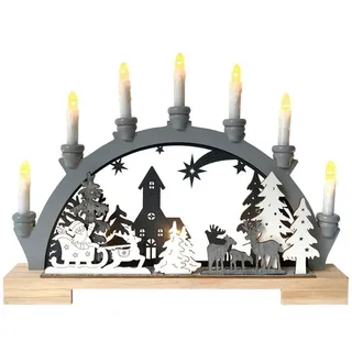 Hti-Living Schwibbogen Grau Weihnachtsschlitten