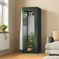 Growzelt Gewächshaus Growbox Pflanzenzelt Zuchtzelt Zuchtschrank Mit Belüftungsöffnungen Beobachtungsfenstern, Für Balkon Garage, 60x60x180 Cm, Schwarz - Woltu