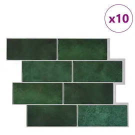 vidaXL U-Bahn-Fliese 10 pcs Dunkelgrün 29 x 21 cm Polyurethan und PET