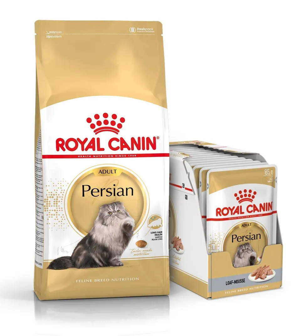 ROYAL CANIN Persian Adult Trockenfutter für Perser-Katzen + nass für Perser-Katzen 12 x 85g