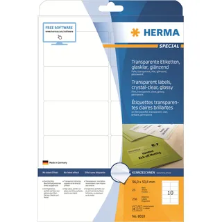 Herma Folienetiketten 8018 transparent 96,0 x 50,8 mm