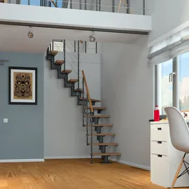 DOLLE Mittelholmtreppe Dublin 61 cm Eiche lackiert/Metall Anthrazit