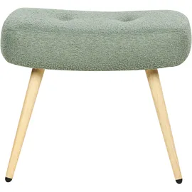 Beliani Ohrensessel Vejle Bouclé 70 x 100 x 80 cm Hellgrün mit Hocker