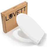 LUVETT WC-Sitz Premium C770 mit Absenkautomatik, Duroplast sanitär, O-Form (Inklusive 3 Befestigungsarten), mit Original SoftClose® Absenkautomatik, Duroplast weiß