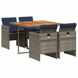 vidaXL Garten-Ess-Set 5-tlg. Grau
