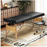 HOMCOM Massageliege 2 Zonen Klappbar Massagetisch Höhenverstellbar Massagebank (Kosmetikliege, 1-St., Massagebett), 70 cm Breit mit Kopfstütze, Holzfüßen Schwarz schwarz