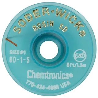 CHEMTRONICS Soder-Wick-Rosin Entlötlitze, 0,8 mm, 1,5 m
