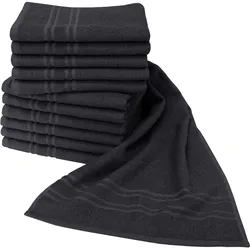 Handtuch DYCKHOFF "Saphir Friseurhandtücher", schwarz, B:34cm L:90cm, Frottier, Frottier, Handtücher (Packung), Farbecht und besonders strapazierfähig, 34x90 cm