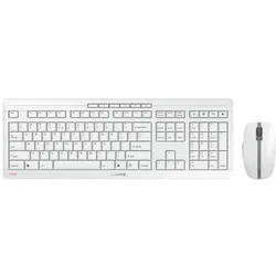 CHERRY Stream Desktop Set Recharge, QWERTY-Layout US mit Euro-Symbol, kabelloses Maus & Tastatur-Set, Weiß-Grau