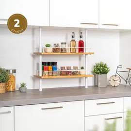 bremermann Teleskop-Regal, Teleskopgewürzregal, 2 Regale, Bambus weiß