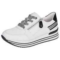 remonte D1312 Damen Low-Top Sneaker Schwarz/Weiß Weite