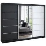 A&J MöbelLand Schiebetürenschrank VILUNO 1 200 x 215 x 59,5 cm Weiß/Schwarz