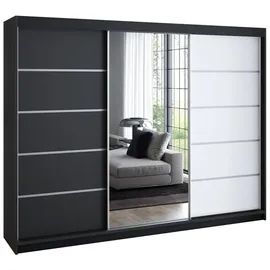 A&J MöbelLand Schiebetürenschrank VILUNO 1 200 x 215 x 59,5 cm Weiß/Schwarz
