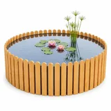 Beckmann Hochteich Lärche Ø 60 x 29 cm 75 L I Holz Terrassenteich I Teichbecken & Fertigteich für den Garten I Winterfestes & langlebiges Komplettset inkl. Teichfolie