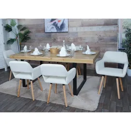 MCW Esszimmerstuhl MCW-A50 II, Stuhl Küchenstuhl Polsterstuhl, Holz Stoff/Textil Cord (400g/m2) MVG ~ creme-weiß