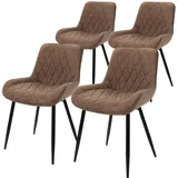 ML DESIGN modern liv 4er Set Esszimmerstühle Esszimmerstuhl mit Rücken- und Armlehnen, Braun, PU-Kunstleder Sitzfläche, Metallbeine, Küchenstühle Küchenstuhl Wohnzimmerstühle Wohnzimmerstuhl Polsterstuhl