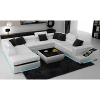 Xlmoebel Ecksofa Wohnzimmer Ecksofa aus Leder mit USB-Anschluss - Polsterecke, Hergestellt in Europa weiß