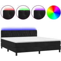 VidaXL Boxspringbett mit Matratze & LED Schwarz 180x200 cm