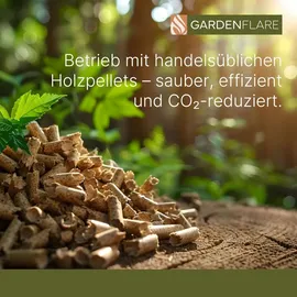 gardenflare Feuerrohr Premium – Große Edelstahl Pelletfackel – Eleganter Terrassenheizer - Terrasse und Garten (Silber)