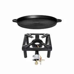 All'Grill Hockerkocher Set mit Gusspfanne ø 35cm - ideal für Camping und Profiköche