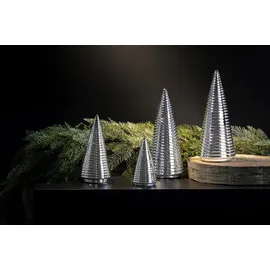 Fink Deko-Tannenbaum 13 cm Silber Porzellan - Winterdeko Figur mit feiner Linienstruktur - Porzellanbaum für Festliche Tischkultur, Fensterbank, Adventsarrangements - stilvolle Wohnaccessoires