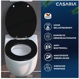 CASARIA CASARIA® WC Sitz Doppelte Absenkautomatik MDF Holzkern hygienisch Rostfreie Scharniere 175kg Bad Toilettendeckel Toilettensitz Klodeckel Schwarz